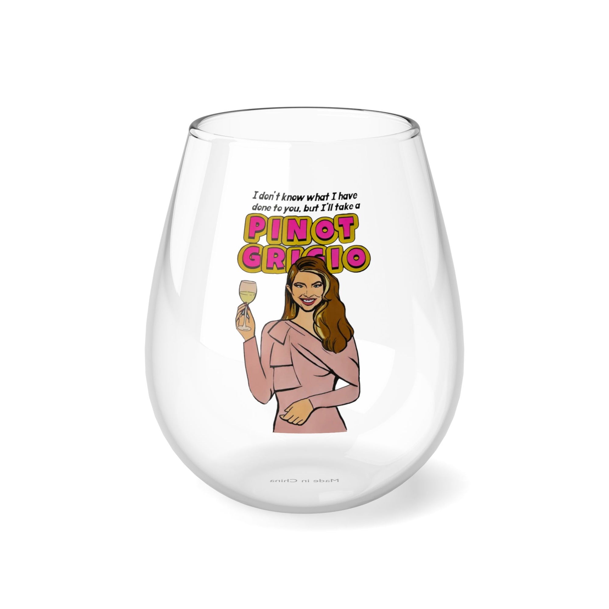 VPR I'll Take A Pinit Grigio, Stemless Wine Glass, 11.75oz Featuring Stassi Schroeder