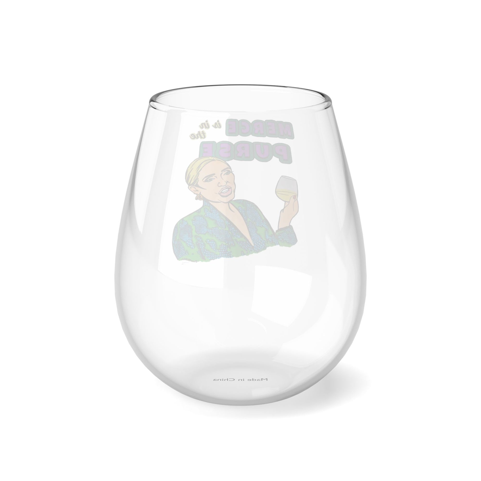 RHOBH Merce Is In The Purse, Stemless Wine Glass, 11.75oz Featuring Erika Jayne