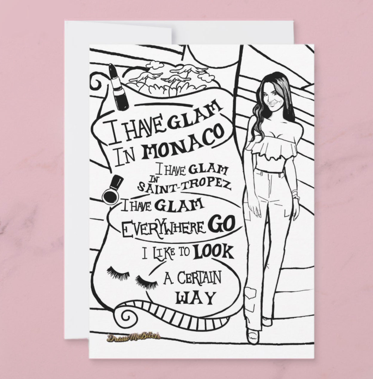 Lisa Glam in Monaco Greeting Card with envelope