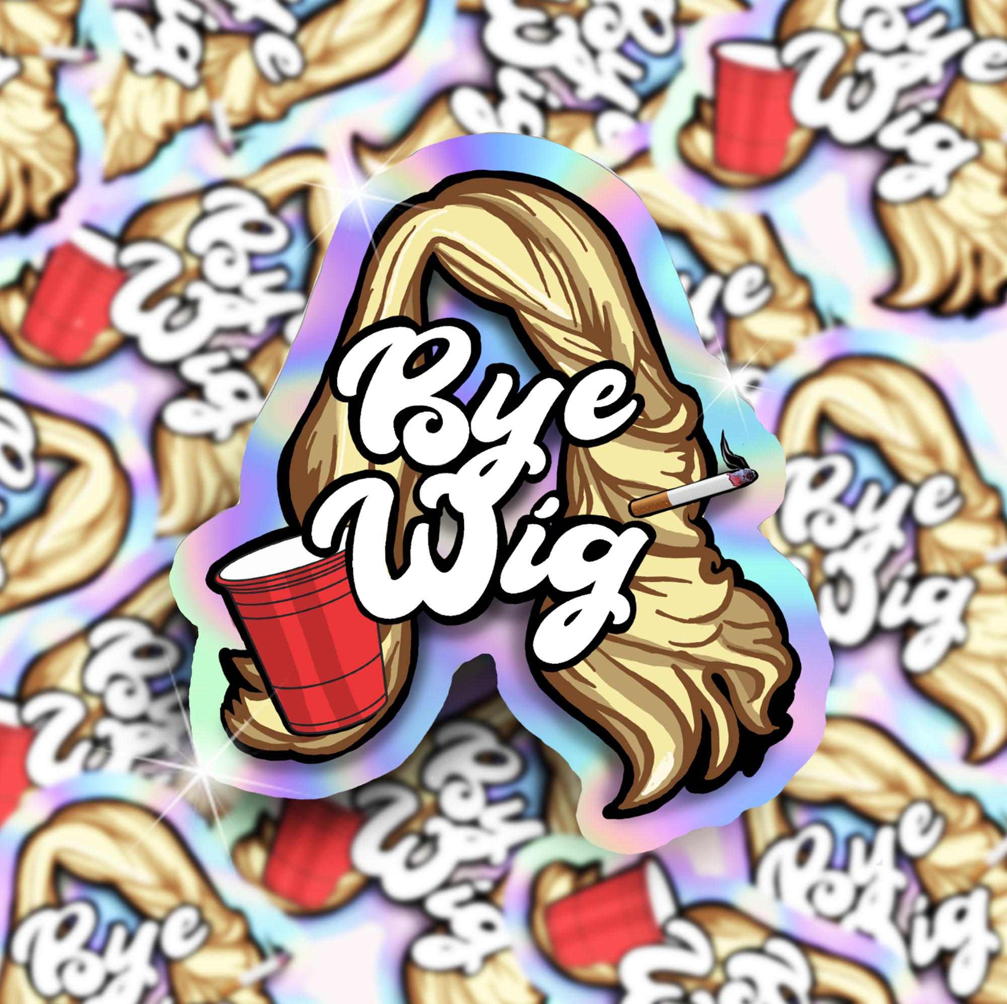 "Bye Wig" Holographic Sticker