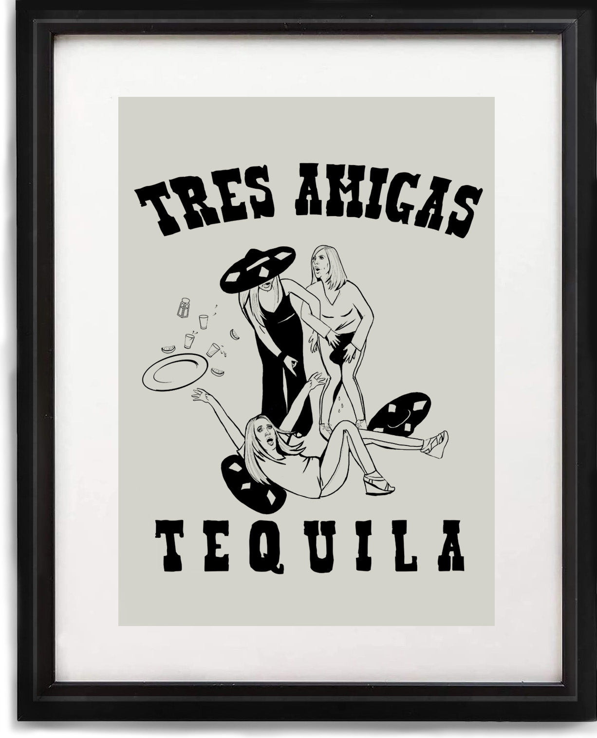 11x14 Tres Amigas Tequila Framed RHOOC Comic