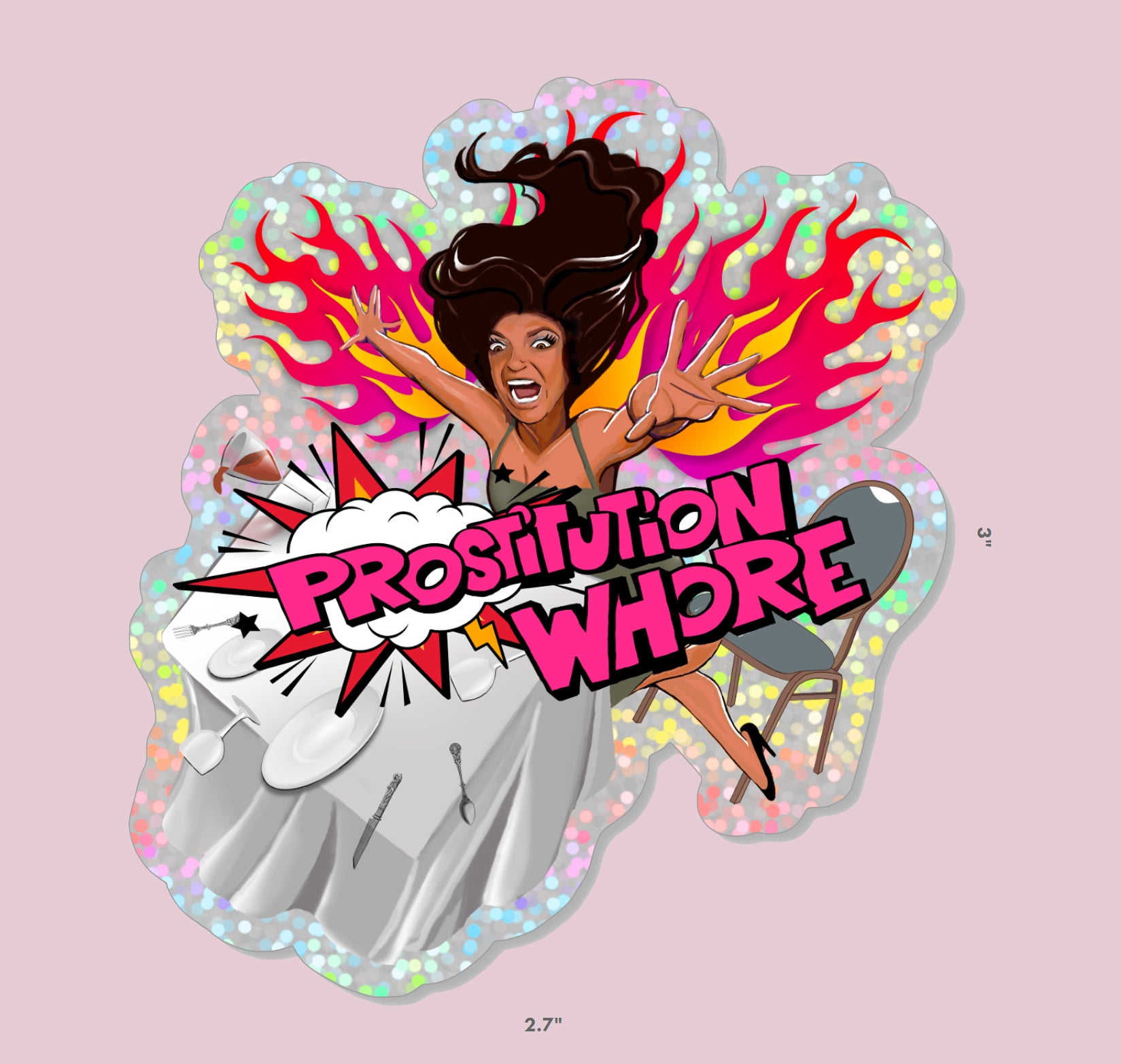 "Prostitution Whore" Holographic Sticker